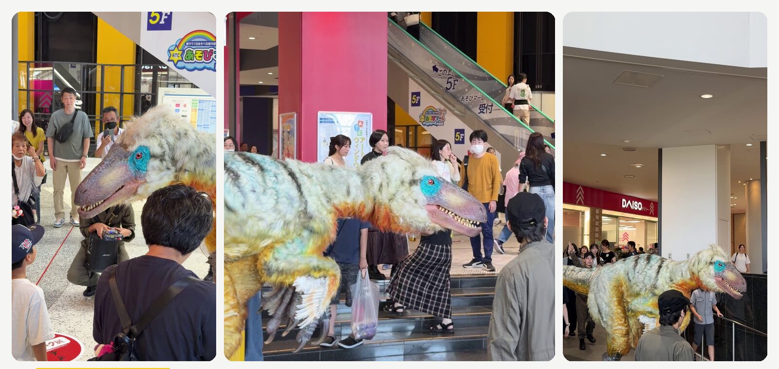 さんふらわあ乗船口付近に登場した恐竜のマスコット、DINO SAFARI 2026のプロモーション